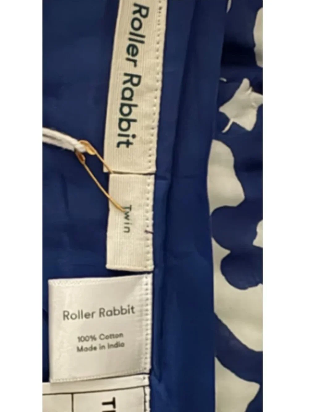Roller Rabbit TWIN Quilt Big Cata Print Blue White NEW WITH TAGS